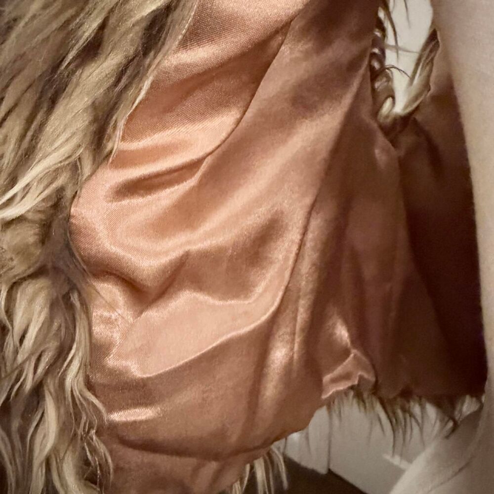 2000 Y2K bebe Women's Brown and Blond Shaggy Faux Fur Vest XS - Picture 6 of 8